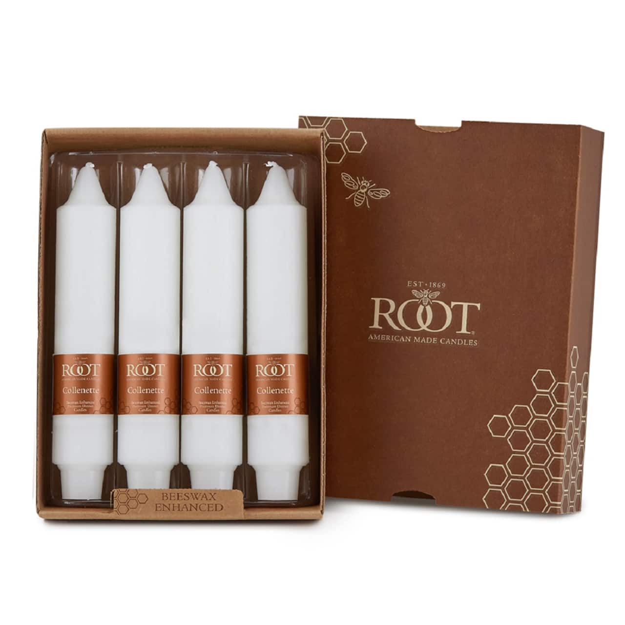 Root Candles 7" Unscented Smooth Collenette Taper Candles, 4ct.